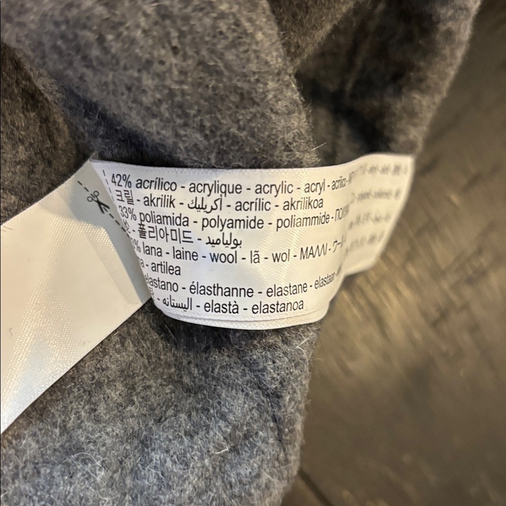 MASSIMO Dutti Gray Wool Blend Bungee Cinch Side Ribbed Hoodie Sweatshirt Small - Picture 14 of 14